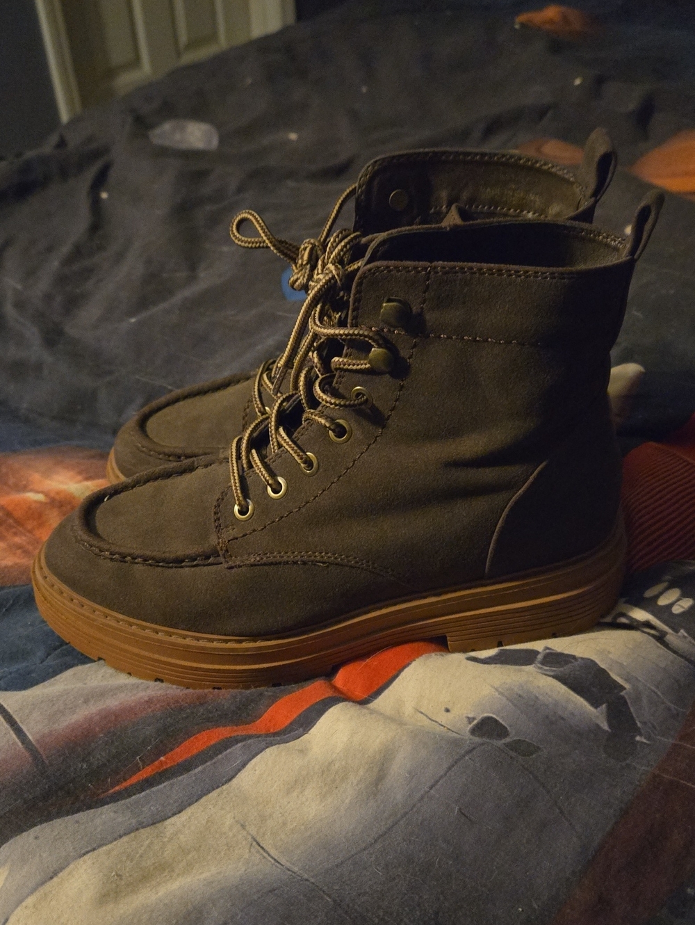Women’s Combat-Style Lace-Up Boots in Dark Brown